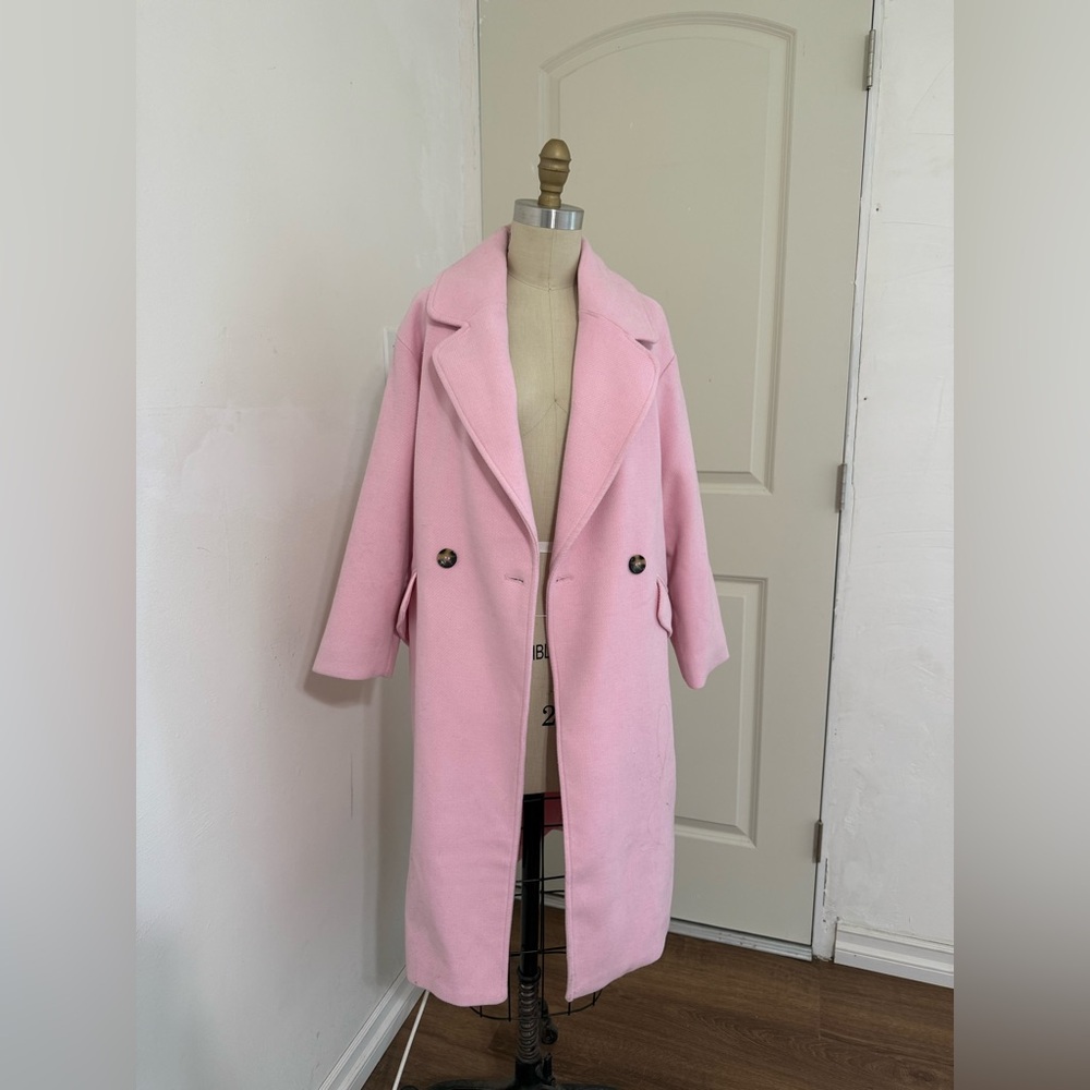 H&M Pink Trench Coat Oversized Modern Fit